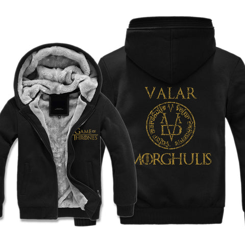 Image of Game of Thrones Jackets - Solid Color Game of Thrones VALAR Icon Fleece Jacket