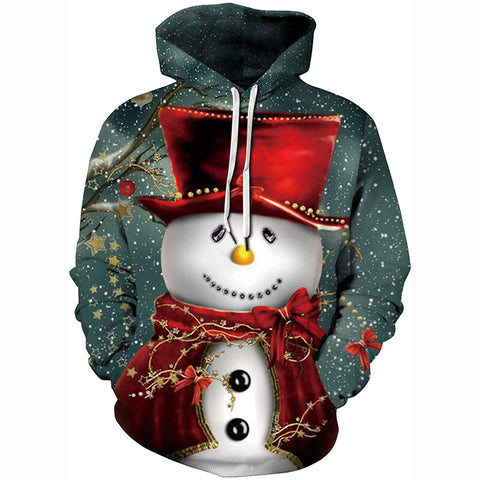 Image of Christmas Hoodies - Funny Red Hat Snowman Pullover Hoodies