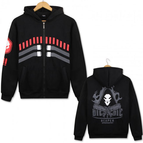 Image of Overwatch Reaper Hoodies - Zip Up Black Hoodie