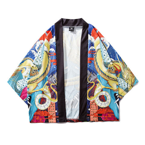 Image of Men Cardigan Kimono Japanese Style  Summer Outerwear