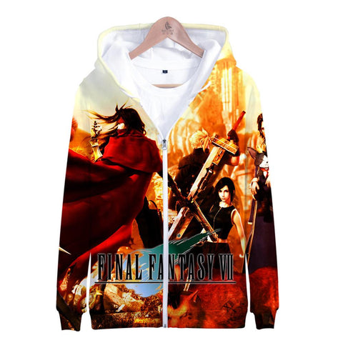Image of Anime Final Fantasy VII 3D Hoodie Zipper Pullover Hooded Sweatshirt