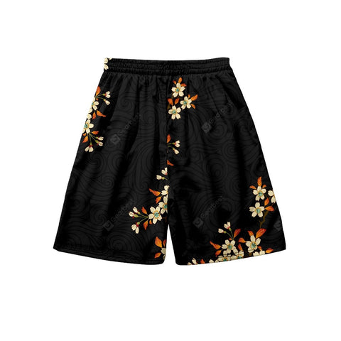 Image of Fashion Casual Men Harajuku Japan Style Beach Shorts with Printing Flower Pattern