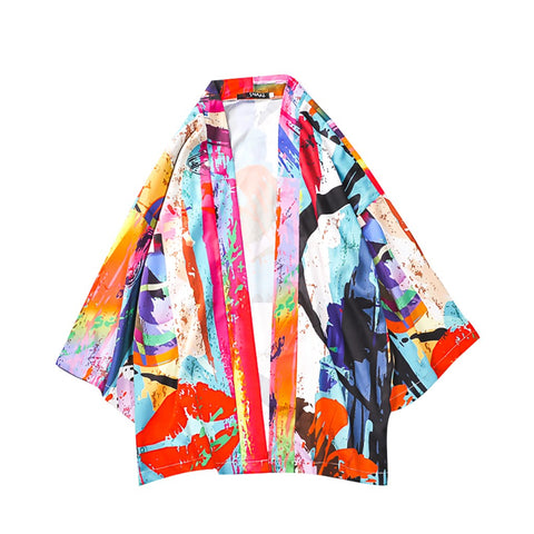 Image of Men  3D Print Japanese Style Kimono Casual Shirt