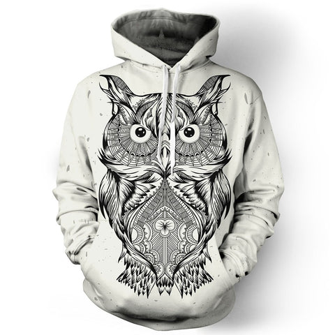 Image of Black and White Owl Hoodie