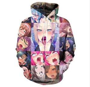 Cartoon Anime 3D Print Pullover Camouflage Color Hoodie
