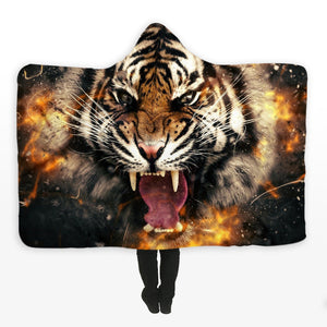 Animal Hooded Blankets - Animal Series Tiger Super Cool Fleece Hooded Blanket