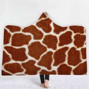 Animal Hooded Blankets - Animal Series Giraffe Pattern Icon Fleece Hooded Blanket