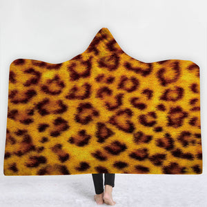 Animal Hooded Blankets - Animal Series Leopard Print Fleece Hooded Blanket