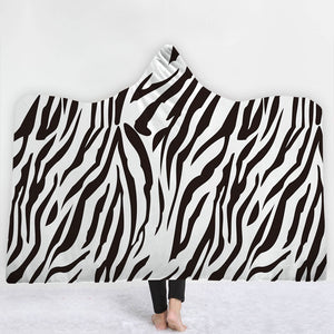 Animal Hooded Blankets - Animal Series Pattern Icon White Fleece Hooded Blanket