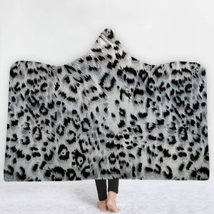 Animal Hooded Blankets - Animal Series Jaguar White and Black Icon Fleece Hooded Blanket