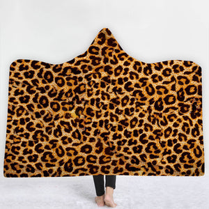 Animal Hooded Blankets - Animal Series Leopard Print Fleece Hooded Blanket