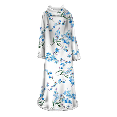 Image of 3D Digital Printed Plants Blanket With Sleeves-Leaves Blanket Robe