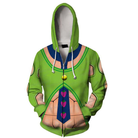 Image of JoJo's Bizarre Adventure Hoodies - Pannacotta Fugo Green Zip Up Hoodie