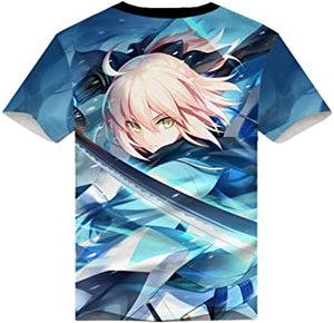Fate Zero Fate/Stay Night Hoodies - Saber 3D Printed Anime T-Shirt Funny Short Sleeve Tee Tops