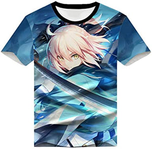 Fate Zero Fate/Stay Night Hoodies - Saber 3D Printed Anime T-Shirt Funny Short Sleeve Tee Tops