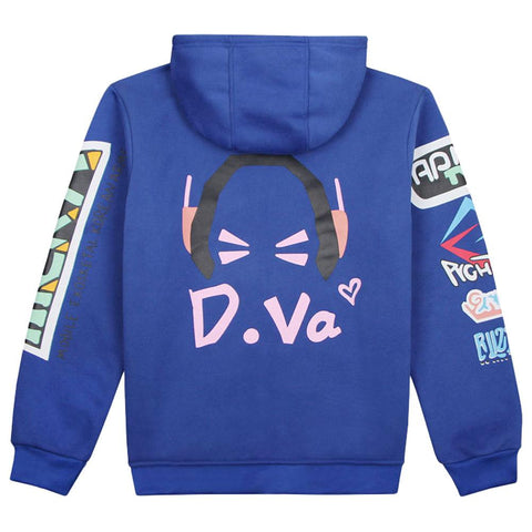 Image of Overwatch D.VA Fleece Zip-up Hoodie Hooded Sweatshirt Blue