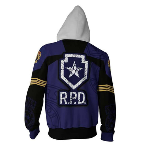 Image of Unisex Resident Evil Hoodies R.P.D. Printed Zip Up Jacket