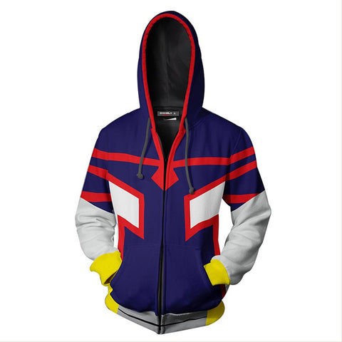 Image of Unisex All Might Hoodies My Hero Academia Zip Up 3D Print Jacket Sweatshirt