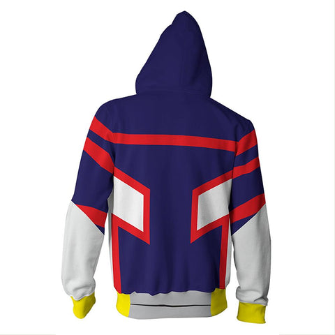 Image of Unisex All Might Hoodies My Hero Academia Zip Up 3D Print Jacket Sweatshirt