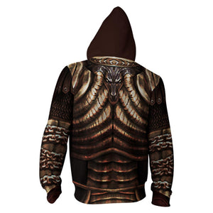 Unisex Kratos Armor Hoodies God Of War 2 Zip Up 3D Print Jacket Sweatshirt