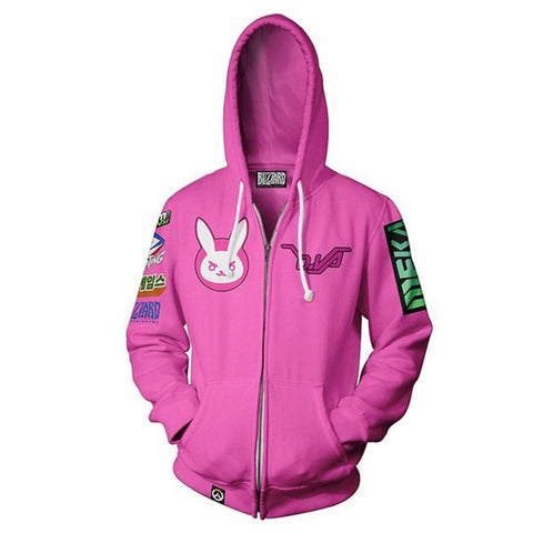 Image of Unisex D.Va Hoodies Overwatch Zip Up 3D Print Jacket Sweatshirt