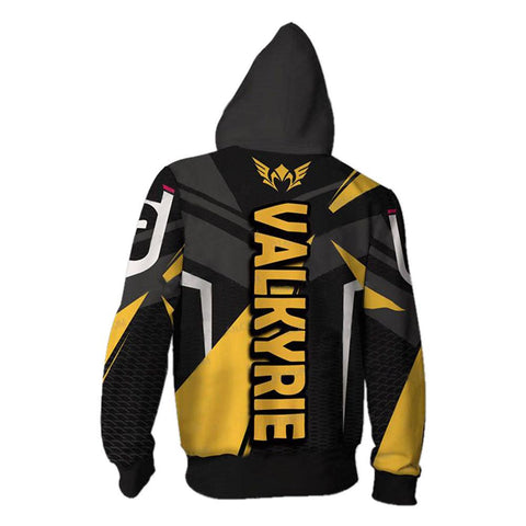 Image of Unisex Valkyrie Hoodies Rainbow Six Siege Zip Up 3D Print Jacket