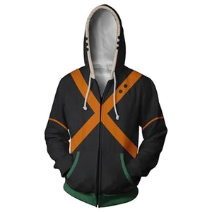 My Hero Academia Zipper Hoodie Katsuki Bakugo Sweatshirt