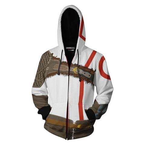 Image of Unisex Kratos Hoodies God of War Zip Up 3D Print Jacket Sweatshirt