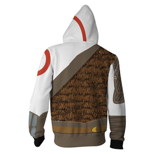 Unisex Kratos Hoodies God of War Zip Up 3D Print Jacket Sweatshirt