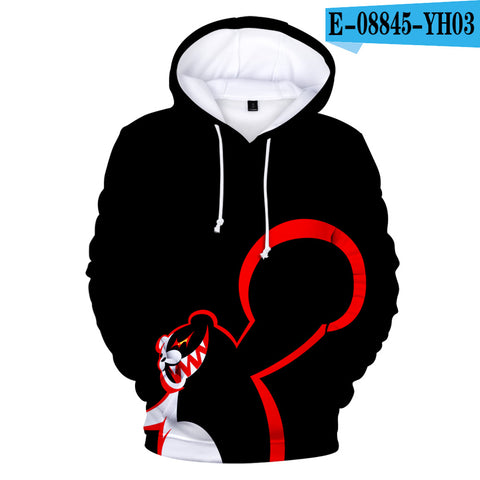 Image of Danganronpa Monokuma Unisex 3D Hoodie Sweatshirt Hooded Streetwear