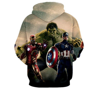The Avengers Captain America Iron Man Hulk Hoodies - Pullover Grey Hoodie