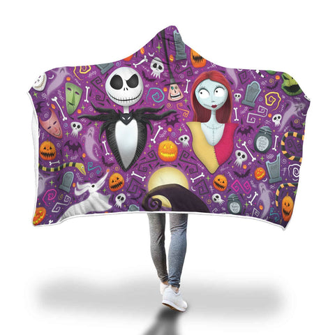 Image of Nightmare Before Christmas Hooded Blankets - Jack and Sally Hooded Blanket