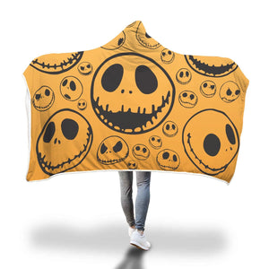 Jack Skellington Hooded Blanket - Halloween Yellow Blanket
