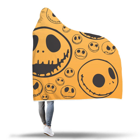 Image of Jack Skellington Hooded Blanket - Halloween Yellow Blanket