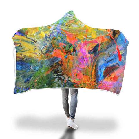 Image of Thermal Imaging Hooded Blanket - Yellow Blue And Red Pastels Blanket