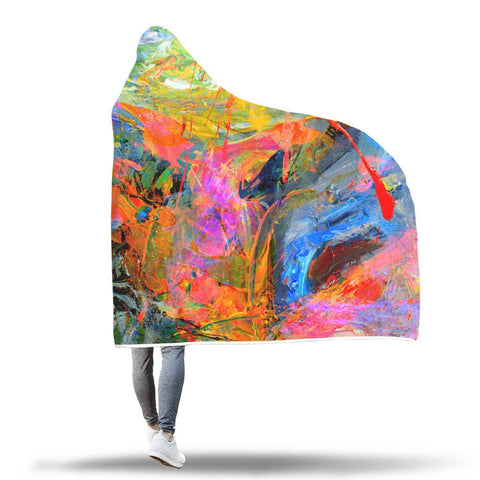 Image of Thermal Imaging Hooded Blanket - Yellow Blue And Red Pastels Blanket