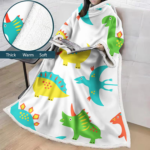 Image of 3D Digital Printed Cartoon Blanket With Sleeves-Cute Blanket Robe