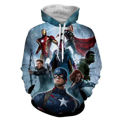 Image of The Avengers Iron Man Captain America Hulk & All Other Hoodies - Pullover Blue Hoodie