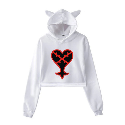 Image of Kingdom Hearts Girls Printed Hearts Fashion Multicolor Short Hoodies