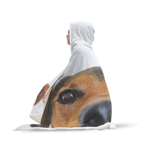 Image of Hi There Dog Hooded Blanket - Cut Dog White Blanket