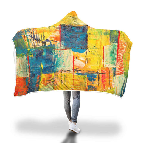 Image of Picture Hooded Blanket - Yellow And Red Blanket