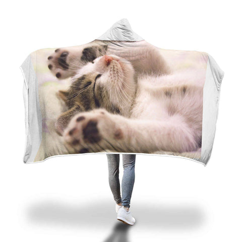 Image of Cats Hooded Blanket -  Acting Cute Blanket