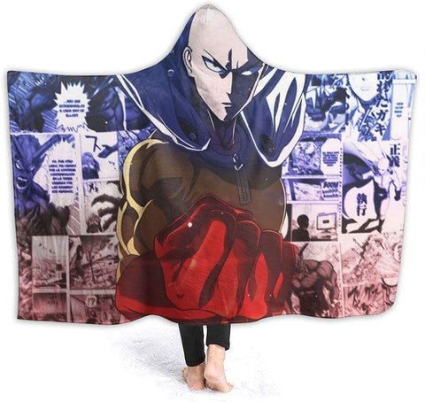 Image of Anime One Punch Man Hooded Blanket - Anti-Wrinkle Flannel Hooded Cloak