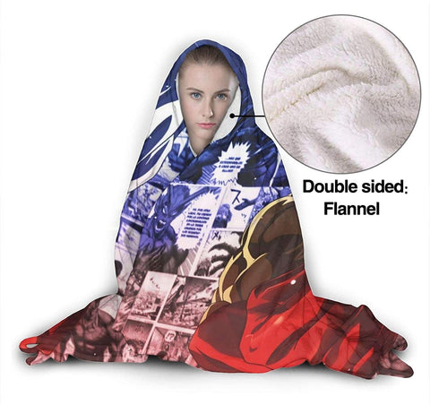 Image of Anime One Punch Man Hooded Blanket - Anti-Wrinkle Flannel Hooded Cloak