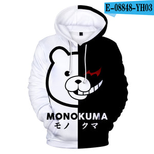 Danganronpa Monokuma Unisex 3D Hoodie Sweatshirt Hooded Streetwear