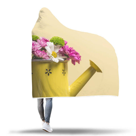 Image of Flowers Hooded Blanket - Yellow Watering Blanket