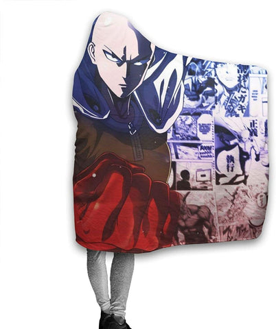 Image of Anime One Punch Man Hooded Blanket - Anti-Wrinkle Flannel Hooded Cloak