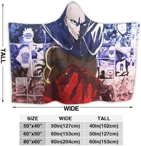 Image of Anime One Punch Man Hooded Blanket - Anti-Wrinkle Flannel Hooded Cloak