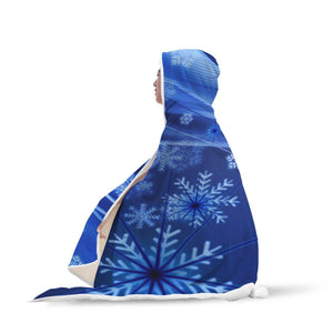 Winter Hooded Blanket - Big Snowflake Blue Blanket