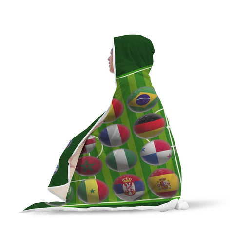 Image of World Cup Footy Hooded Blanket - Green Blanket